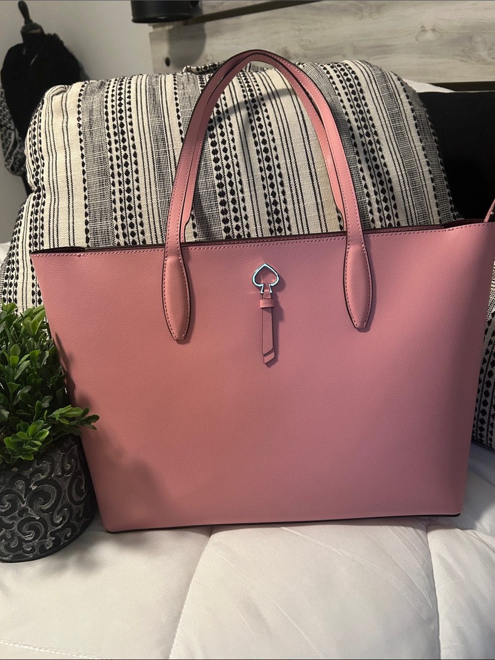 kate spade Pink Leather Tote with Spade Charm NWT